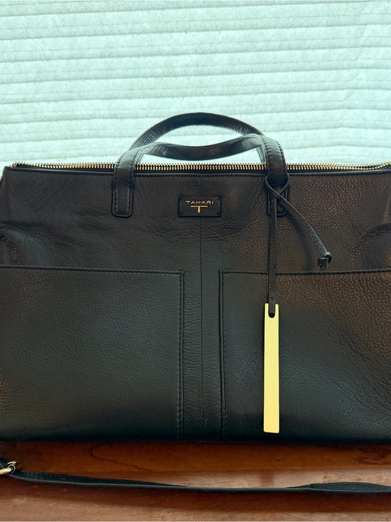 Tahari Handbags - T Tahari Riley Black Leather Satchel Bag